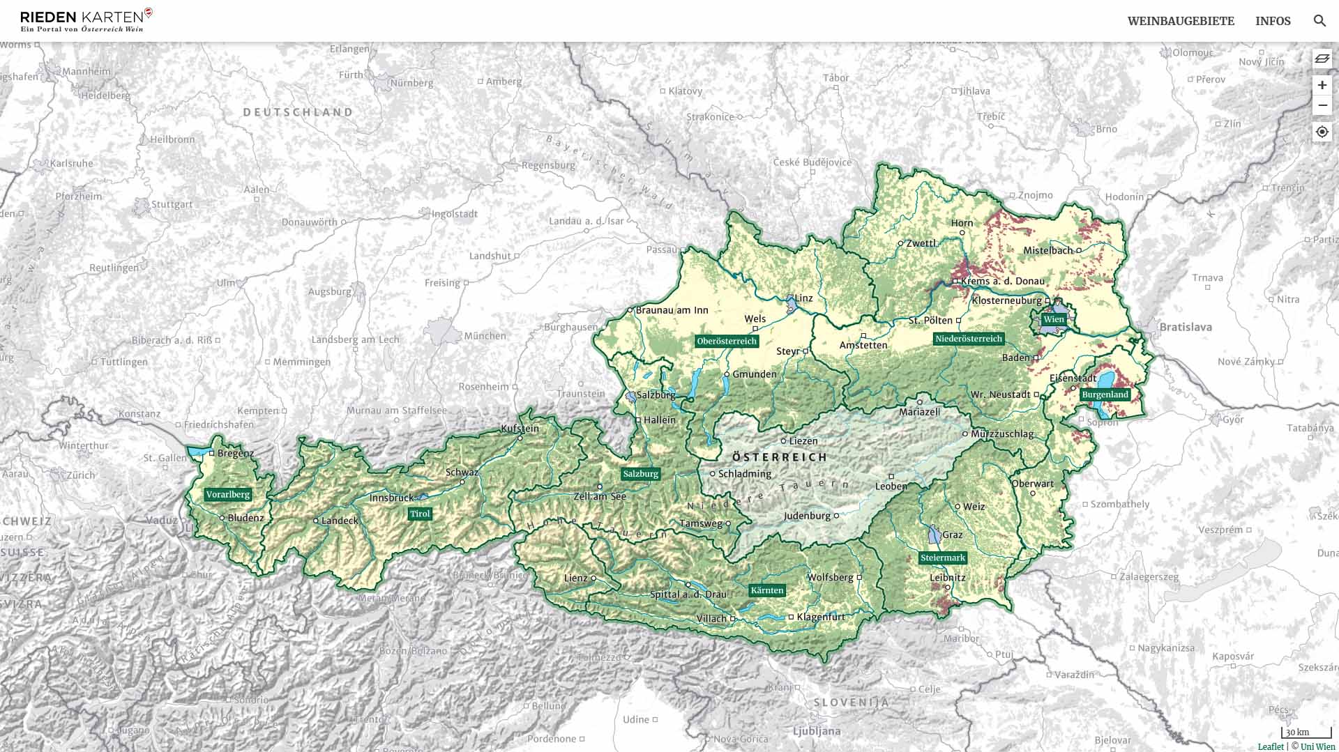 Österreichs digitale interaktive Riedenkarte