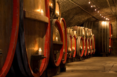 Blick in den Holzfasskeller, Weingut Schales, Flörsheim-Dalsheim, Rheinhessen. Foto: Markus Dlouhy