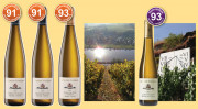 91 to 93 bonvinitas points – best wines for 'sweet' occasions most elegant Moselle Rieslings from the Martin Conrad wine estate. The pictures: in the steep Juffer view down to the Moselle - the sundial in the Juffer sundial site