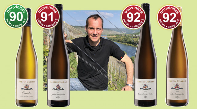 bis 92 bonvinitas Punkte: herrliche Moselrieslinge trocken vom Weingut Martin Conrad