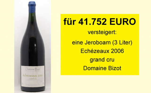 Für 41.752 Euro versteigert: eine Jeroboam Echézeaux 2006 grand cru Domaine Bizot